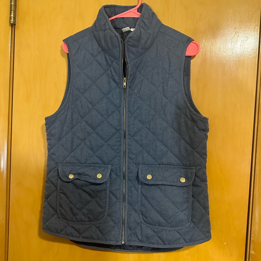 Blue Quilted Vest w/ gold hardware